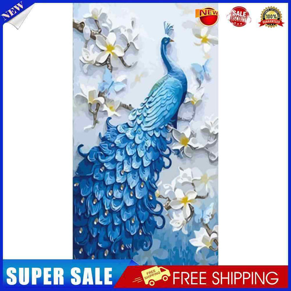 Frameless Oil Paint By Numbers Peafowl DIY Canvas Picture Craft for Home