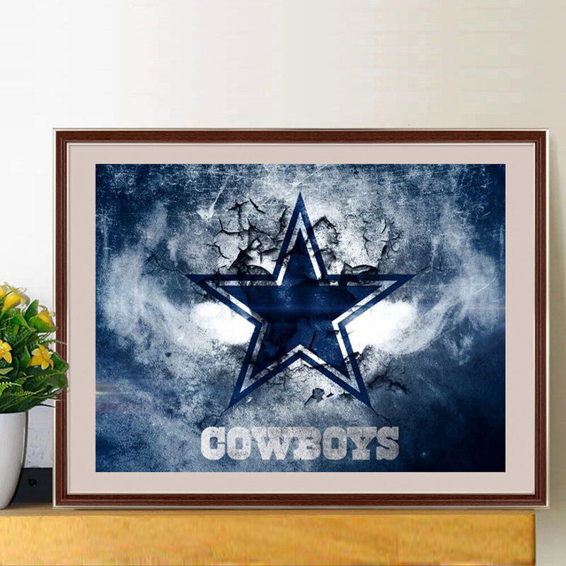5D DIY Diamond Painting Kits Full Round Drill Cowboys Badge Mosaic Picture Craft