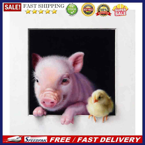 Pig and Chick Oil Paint By Numbers Kits Canvas Picture DIY Home Decoration Gift