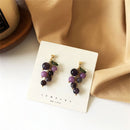 Aesthetic jewelry Fruit Shape Purple Beads Ear clip Stud Earrings Grape Pendant