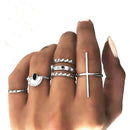 6pcs/Set Cross Knuckle Ring Fashion Geometric Women Alloy Rings Jewelry Gifts