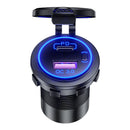 Car Motorcycle Dual USB Charger PD QC 3.0 USB Charger Socket Adapter (Blue)