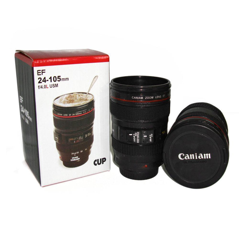 Creative SLR Camera Lens Shaped Mugs Drrinking Cup 420ml Drinkware with Lid