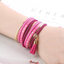 Alloy Serpentine Tassel Bracelet Magnetic Buckle Jewelry Bangle(Pink)