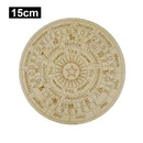 Wooden Divination Pendulum Board w/ Stars Moon Carved Coaster (Pink 15cm)