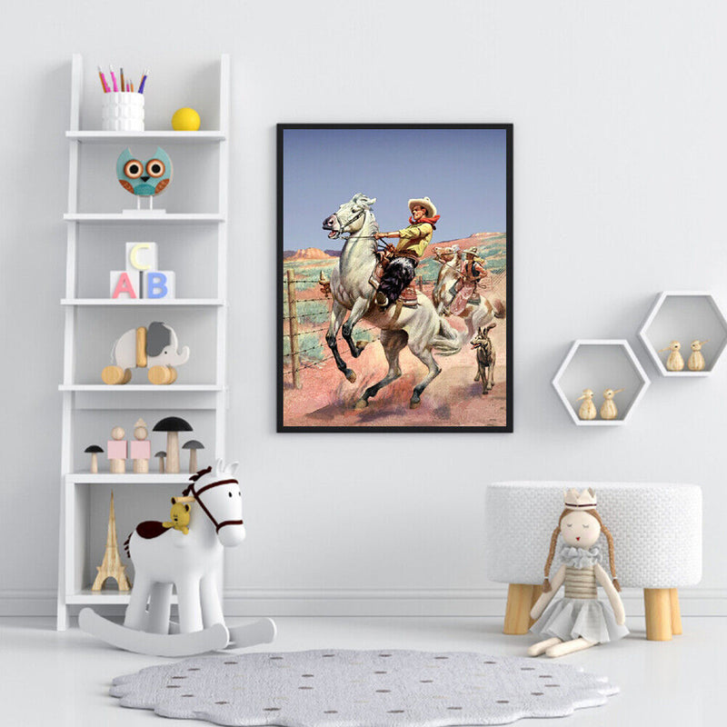 Riding Horse Cowboy Oil Paint By Numbers Kits Canvas Drawing DIY Coloring