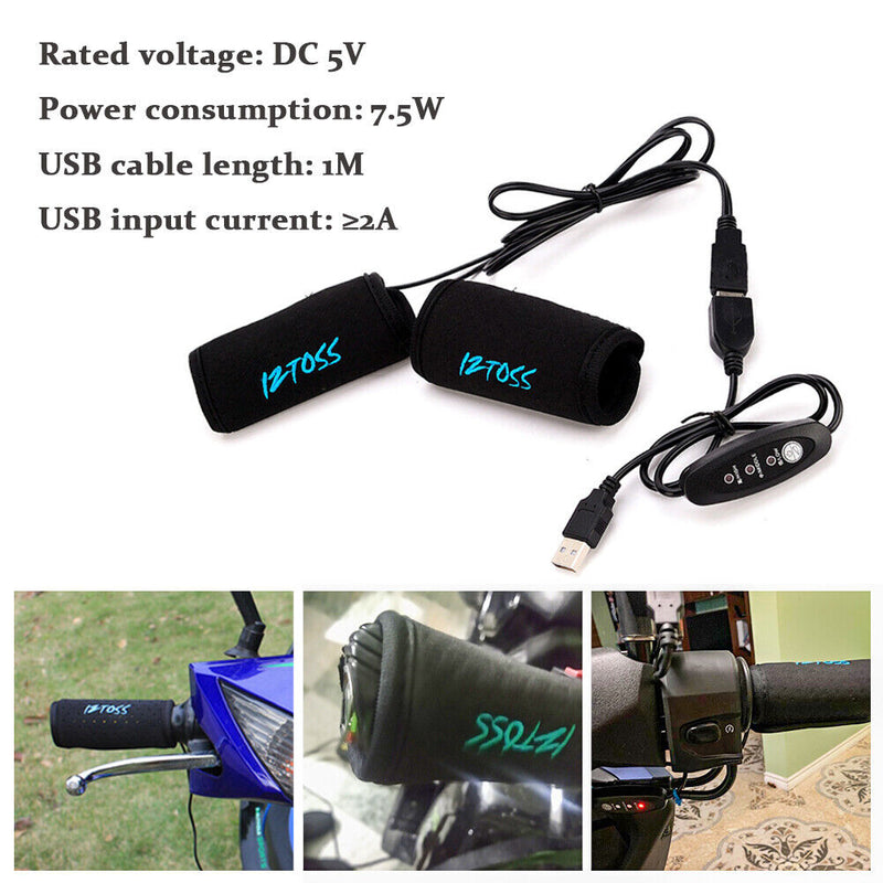 2pcs Electric Motorbike Handle Heater Scooter Bicycle Winter Warm Grip Accessory