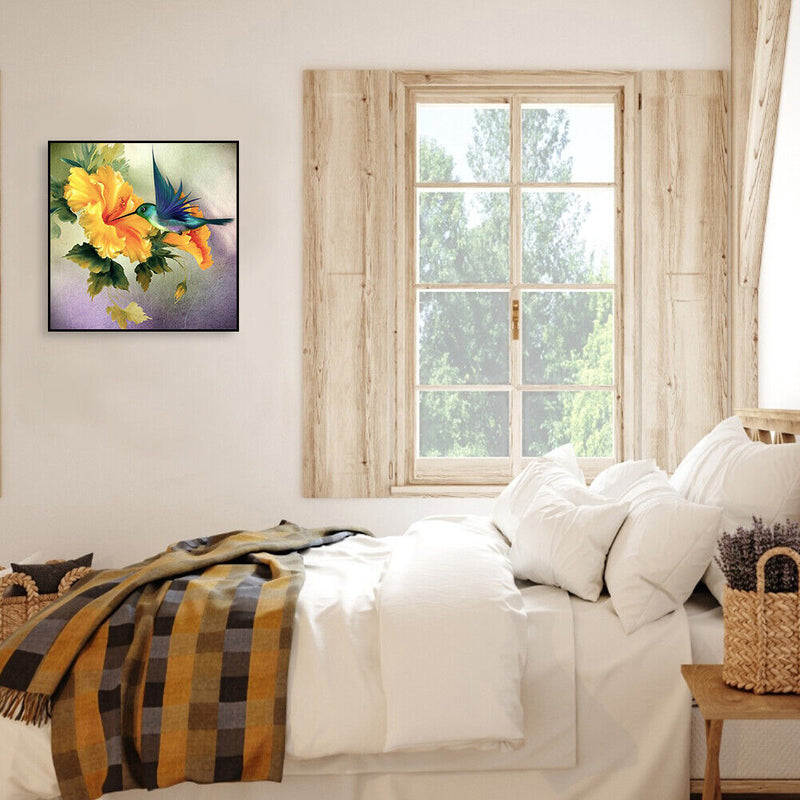 20X20cm Frameless Oil Paint By Numbers Hummingbirds Gather Honey Paint Canvas