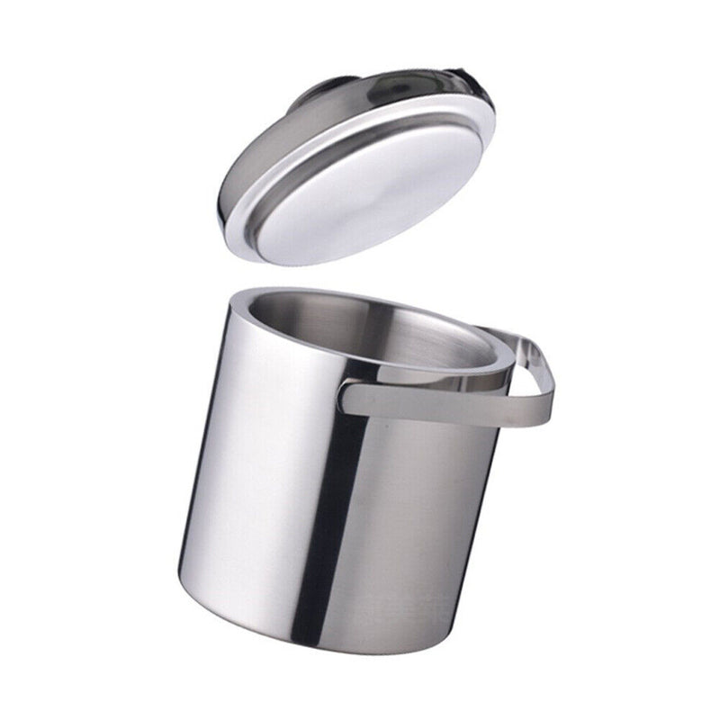 1300ml Stainless Steel Ice Bucket Double Layer Wine Beer Ice Cube Tray w/ Tongs