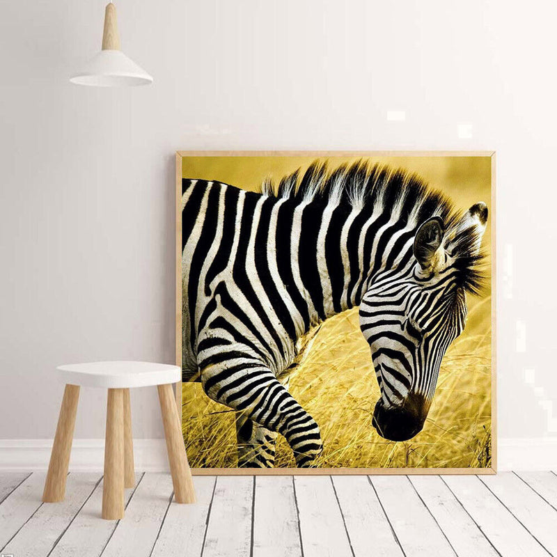 5D DIY Full Drill Diamond Painting Walking Zebra Embroidery Craft Needlework Set
