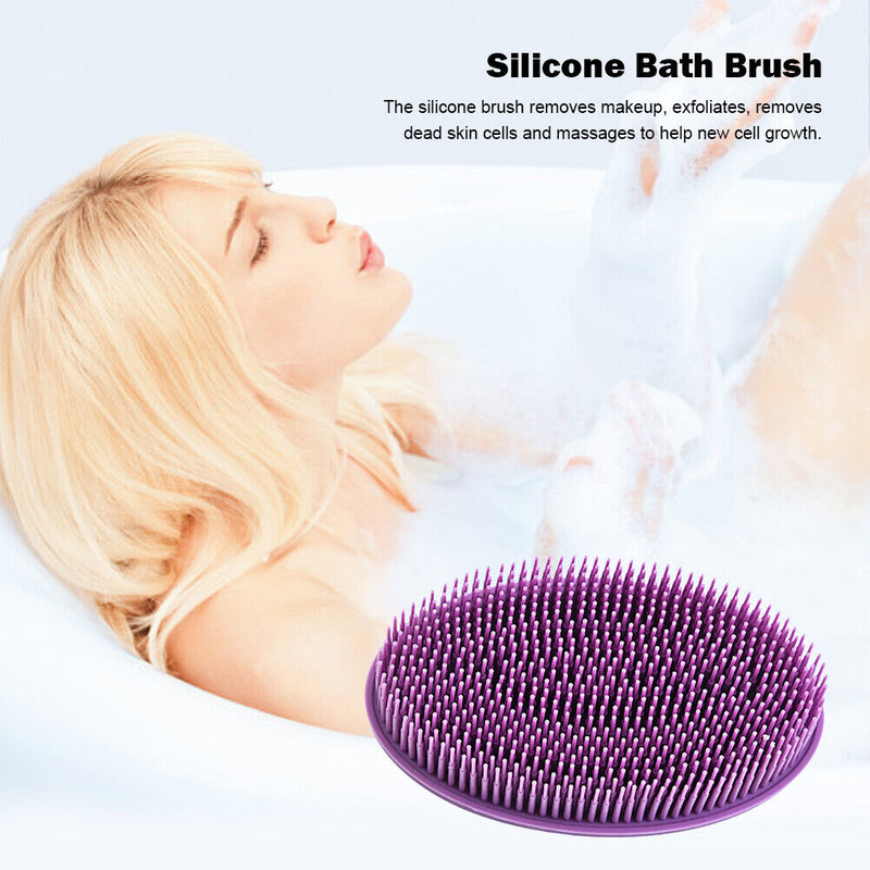 Bath Brush Silicone Massage Baby Skin Exfoliating Scrubbing Tool (Purple) Newly