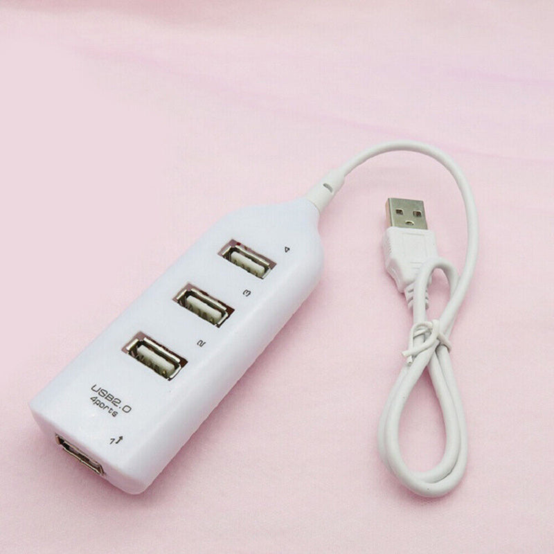 4 Port USB 2.0 Hub w/ 1.6-Foot Cable for PC Flash Drive Mobile HDD (White)
