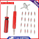 20pcs Tire Schrader Valve Core with Dual Single Head Remover+4-Way Valve Tool