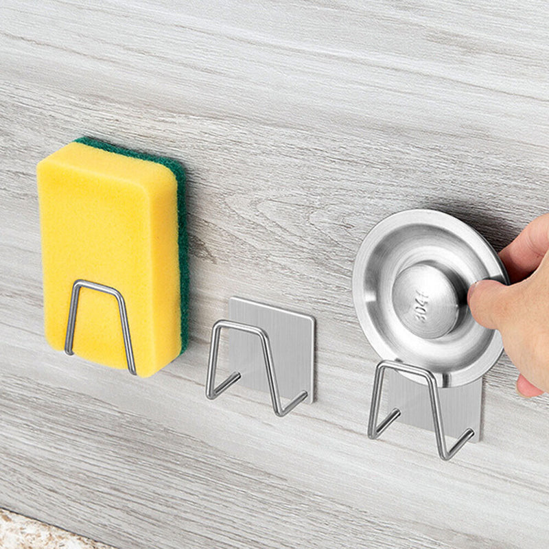 Sink Sponge Holder Self Adhesive Drain Drying Rack (304 Stainless Steel) Newly