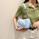 Fashion Women Underarm Bag Solid Color Nylon Chain Shoulder Bag Lady Handbag