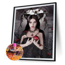5D DIY Full Drill Round Shape Black Witch Rhinestone Diamond Drawing for Home