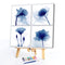 4 Blue Flowers Oil Paint By Numbers DIY Coloring Picture for Adults Child Panels