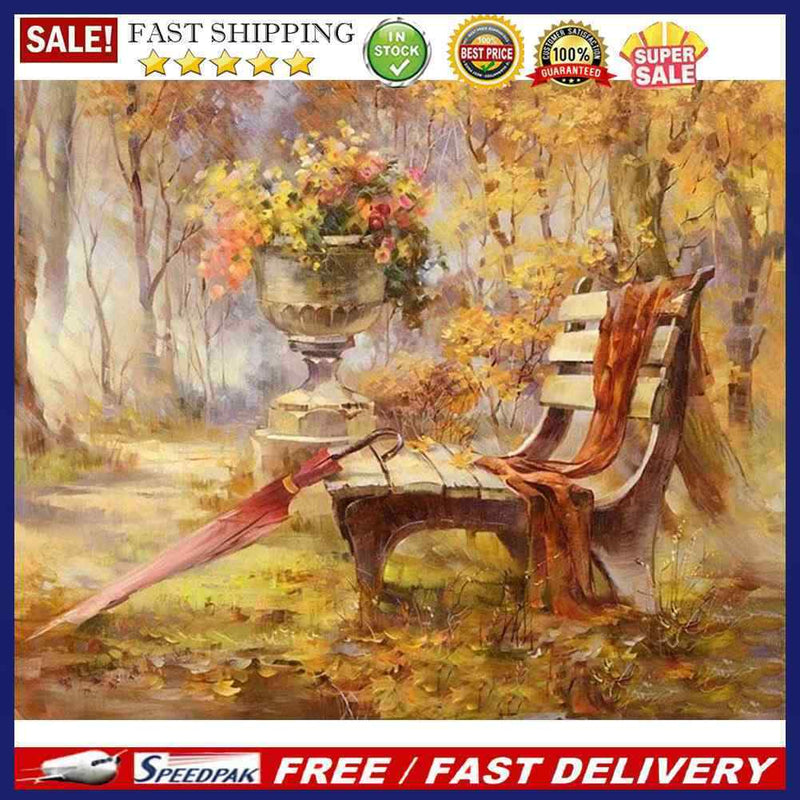 Frameless Oil Painting Arts Picture By Number Bench Umbrella Hand Painted Cra