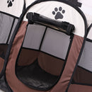 Portable Octagonal Pet Tent Folding Easy Operation Dog Fence Kennel (Brown)