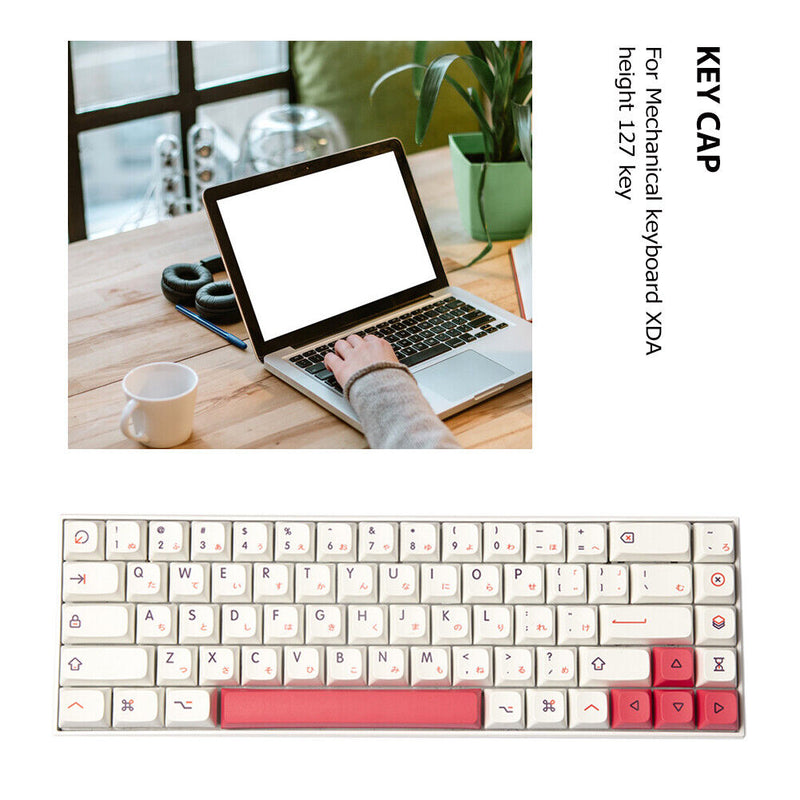 127pcs Mechanical Keyboard Keycap Set XDA Height for MX Switches (Pink)