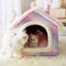 Pink Starry Pet House Kennel Cat Tent Semi-enclosed Plush Sleep Nest (M) Newly