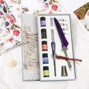 Starry Sky Fountain Dip Pen Set Gradient Color Feather Ink Pen (Purple) Newly