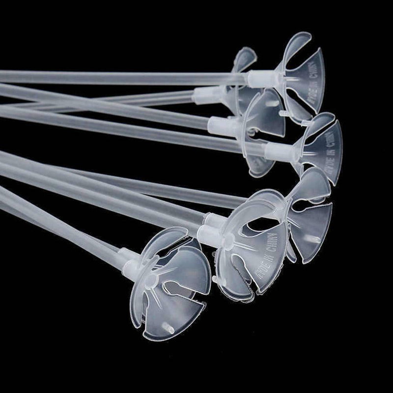 Long Balloon Sticks &Cups in Transparent Color Birthday Wedding Access DIY L7A9