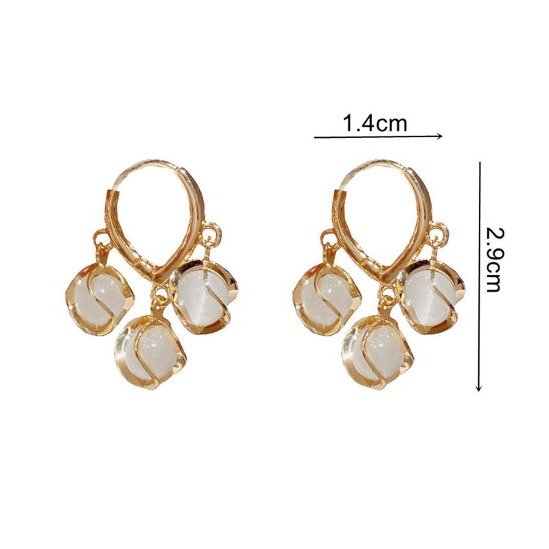 Women Wedding Party Opal Ear Stud Lily of The Valley Drop Earrings Earrings