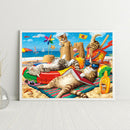 5D DIY Diamond Painting Beach Cat Full Round Drill Mosaic Rhinestone Pictur