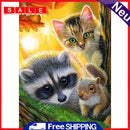 Full Round Diamond Painting Kit Racoon Cat Squirrel 5D Rhinestone Mosaic Picture