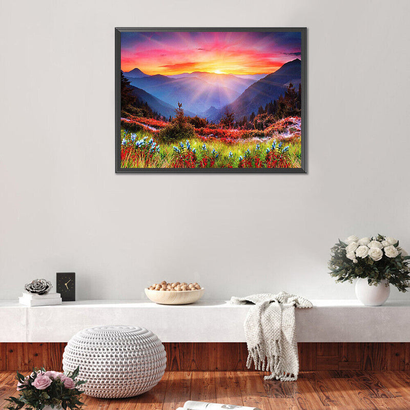 5D Diamond Painting Sunrise Hillside Full Round Drill Rhinestone DIY Wall Art