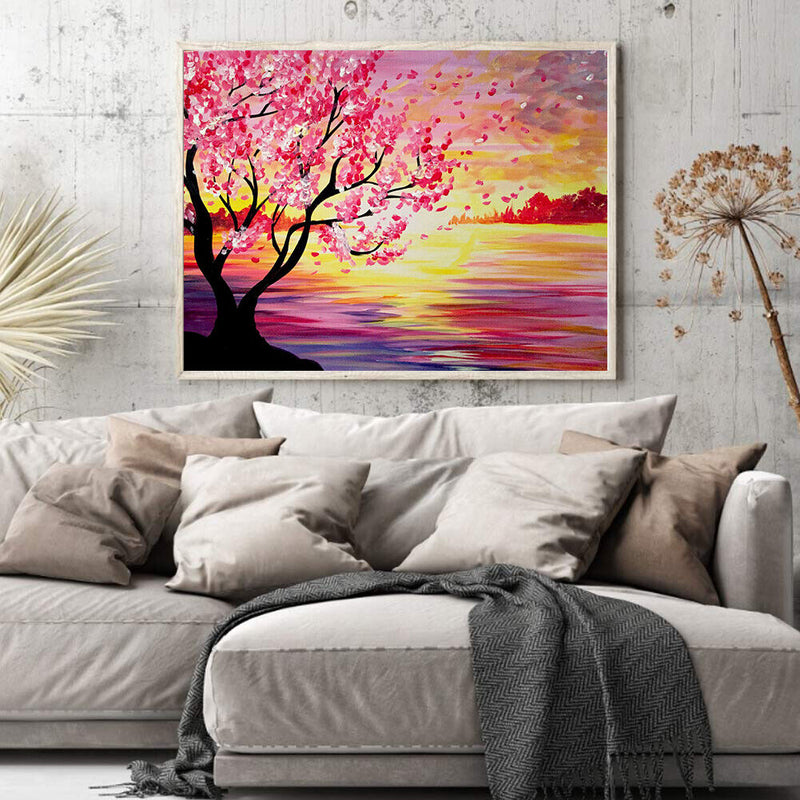 50x40cm Oil Paint By Numbers Sunset Sea Frameless Picture Craft Home Decor Kit