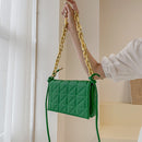 Women Geometric PU Messenger Bag Fashion Solid Color Chain Rectangle Handbags