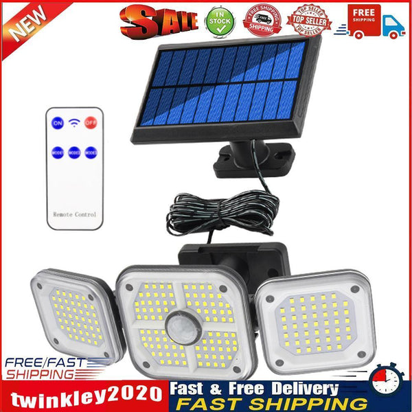 LED Wall-Mounted Solar 3 Head Motion Sensor Garden Outdoor Light (186LED) Newly