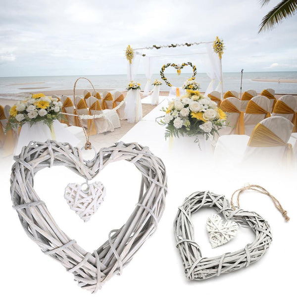 Wicker Heart Wreath Shabby Wall Hanging Wedding Birthday Party I1A9 Decor C3B3