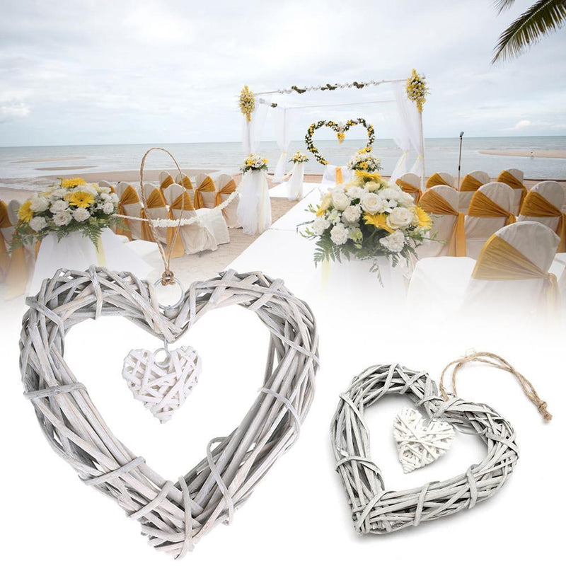 Wicker Heart Wreath Shabby Wall Hanging Wedding Birthday Party I1A9 Decor C3B3
