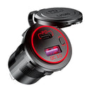 Car Motorcycle Dual USB Charger PD QC 3.0 USB Charger Socket Adapter (Red) Newly