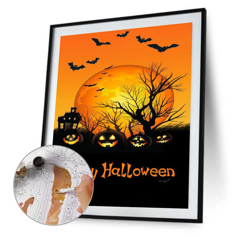 Halloween Pumpkin Bat Oil Paint By Numbers Kit Art Decor 40x50cm (B1602)