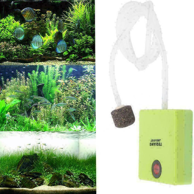 Aquarium Dry Battery Operated Fish Tank Pump Air Aerator With Stone Z3K9
