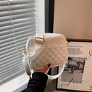 #A Simple Female Pu Handbags Rhombus Pattern Messenger Handbags for Travel Shopp