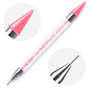 Dual Heads Dotting Wax Pen Point Drill Picker Nail Art Studs Dotter (Pink) Newly
