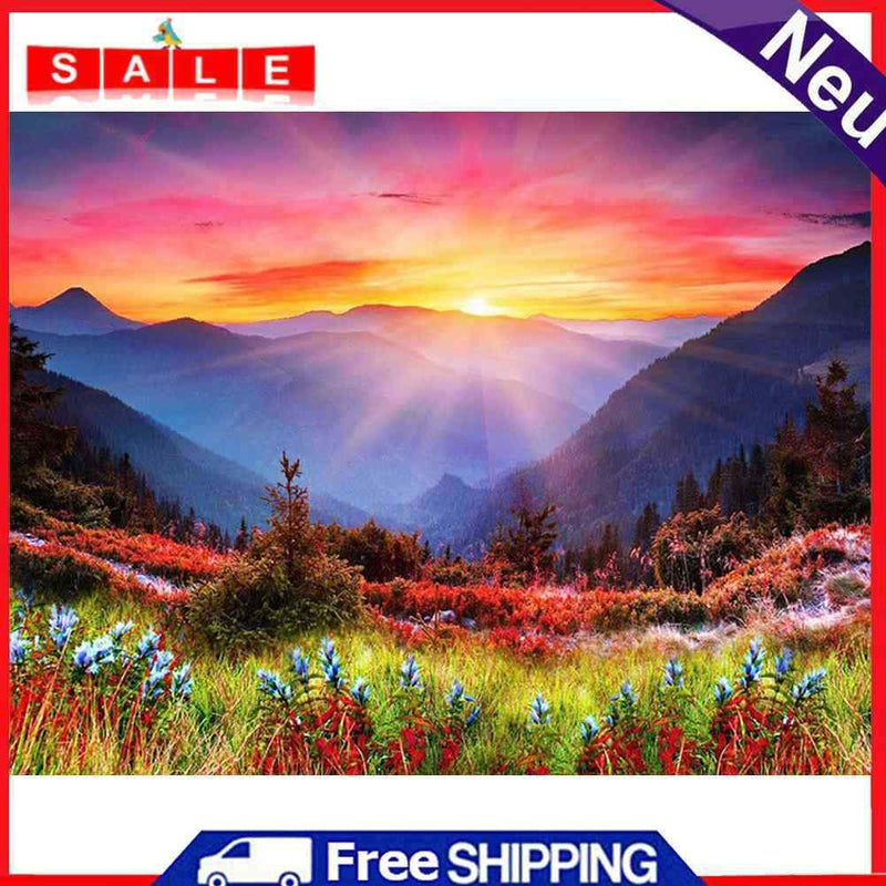 5D Diamond Painting Sunrise Hillside Full Round Drill Rhinestone DIY Wall Art