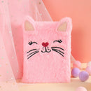 Cartoon Cat Plush Notebook Fluffy Daily Planner Journal Book (Pink) Newly