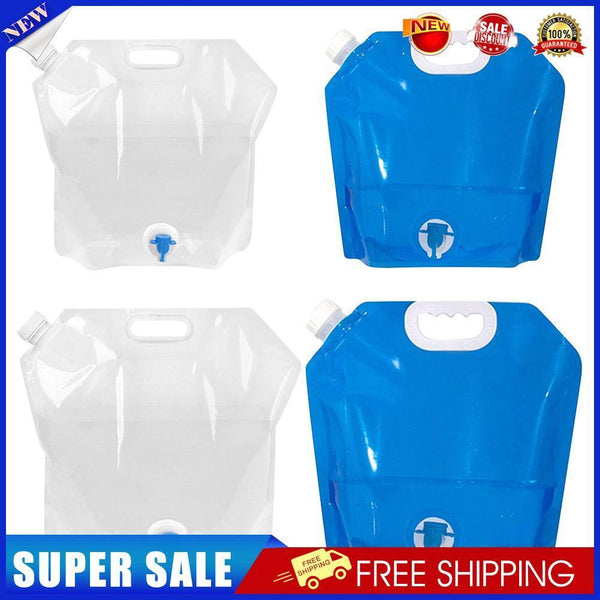 4pcs 5L+10L Collapsible Outdoor Camping Drinking Water Bag (Blue+White)
