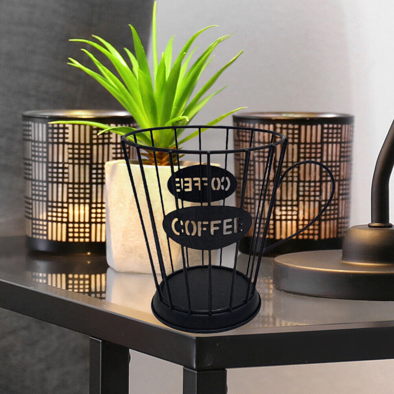 Coffee Cup Shape Retro Coffee Capsule Storage Basket for Home Cafe (Black) Newly