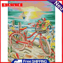 Full Embroidery Beach Bike 2-Beach 14CT Counted Cross Stitch Cotton DIY Kit