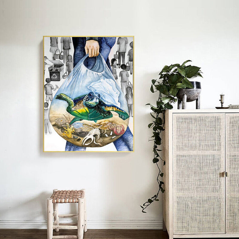 Frameless Sea Turtles Oil Paint By Numbers DIY Kit Handmade Drawing On Canvas
