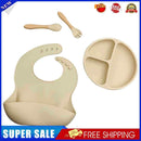 4pcs Silicone Food Plates Set Anti Slip Baby Feeding Food Accessories (Beig