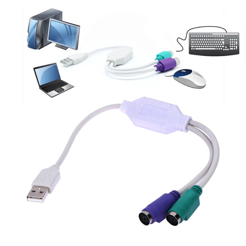 USB to PS2 Mouse Keyboard Converter U-port to Round Port Cable Line Adapter