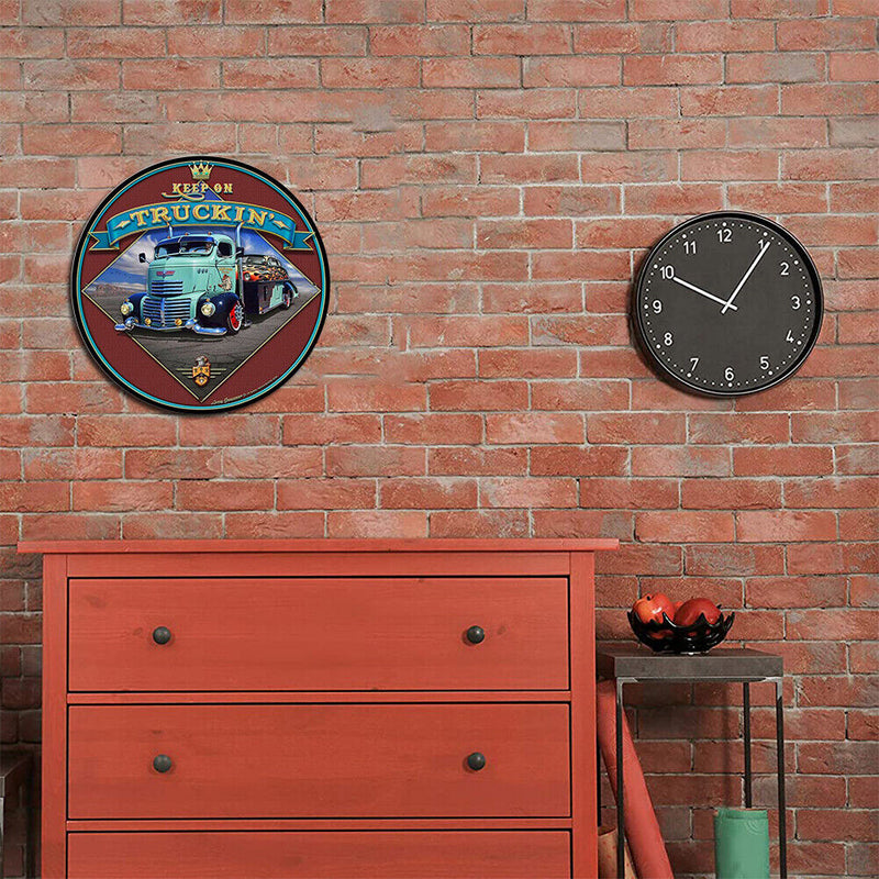 Round Truck Plate Metal Tin Sign for Bar Pub Club Garage Plate Wall Home Decor
